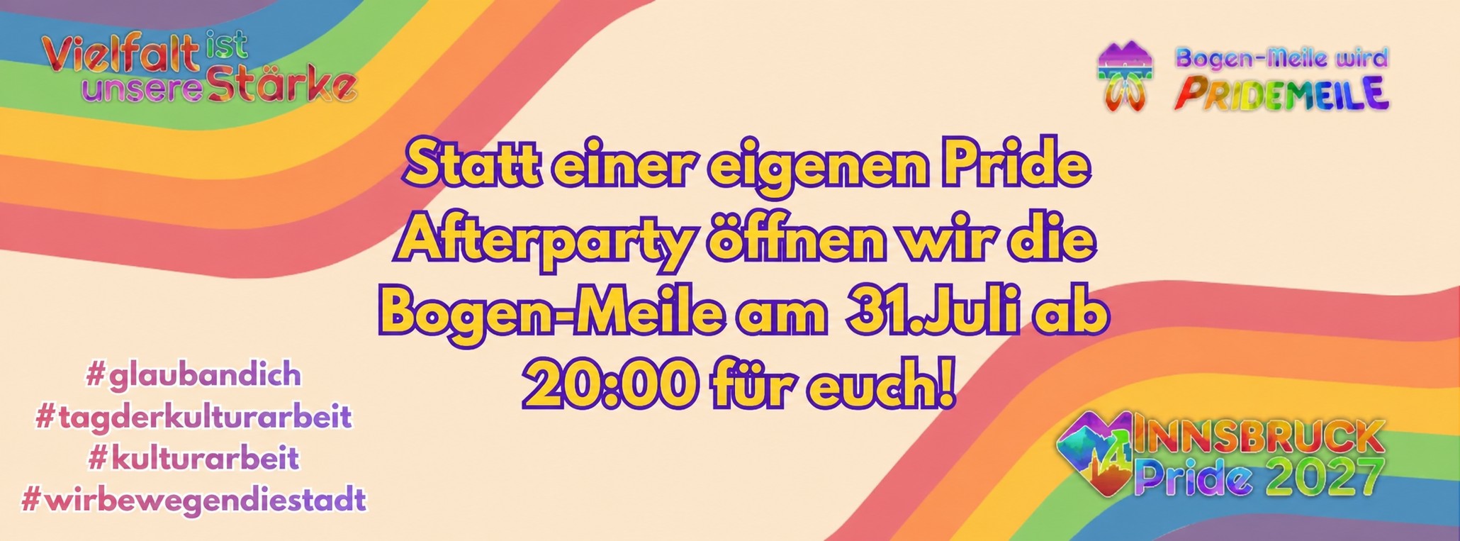 Pridemeile Afterparty – Bogenmeile Innsbruck, 31. Juli ab 20:00