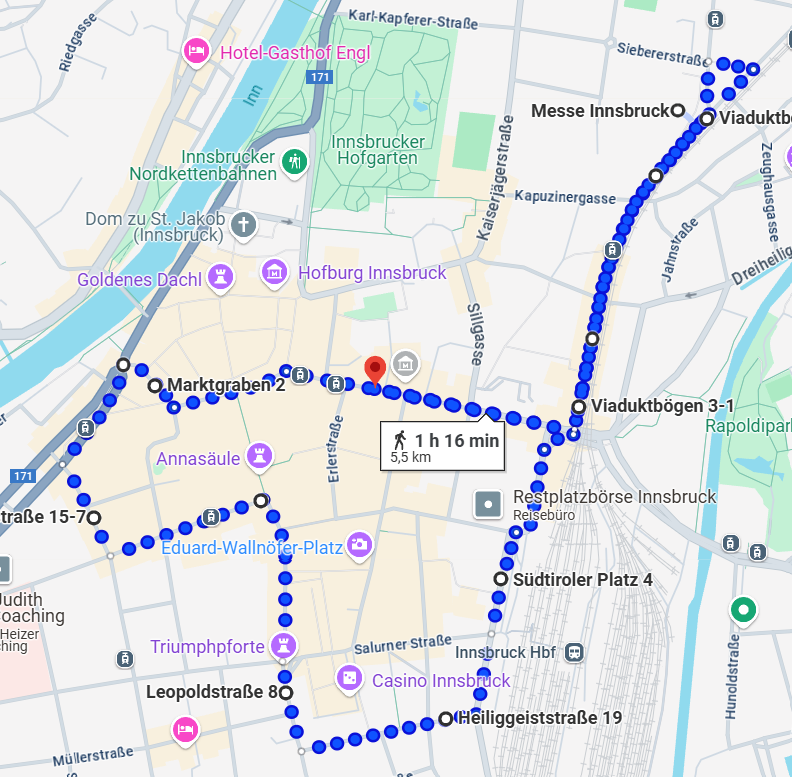 Pride Parade Innsbruck 2026 – Routenkarte